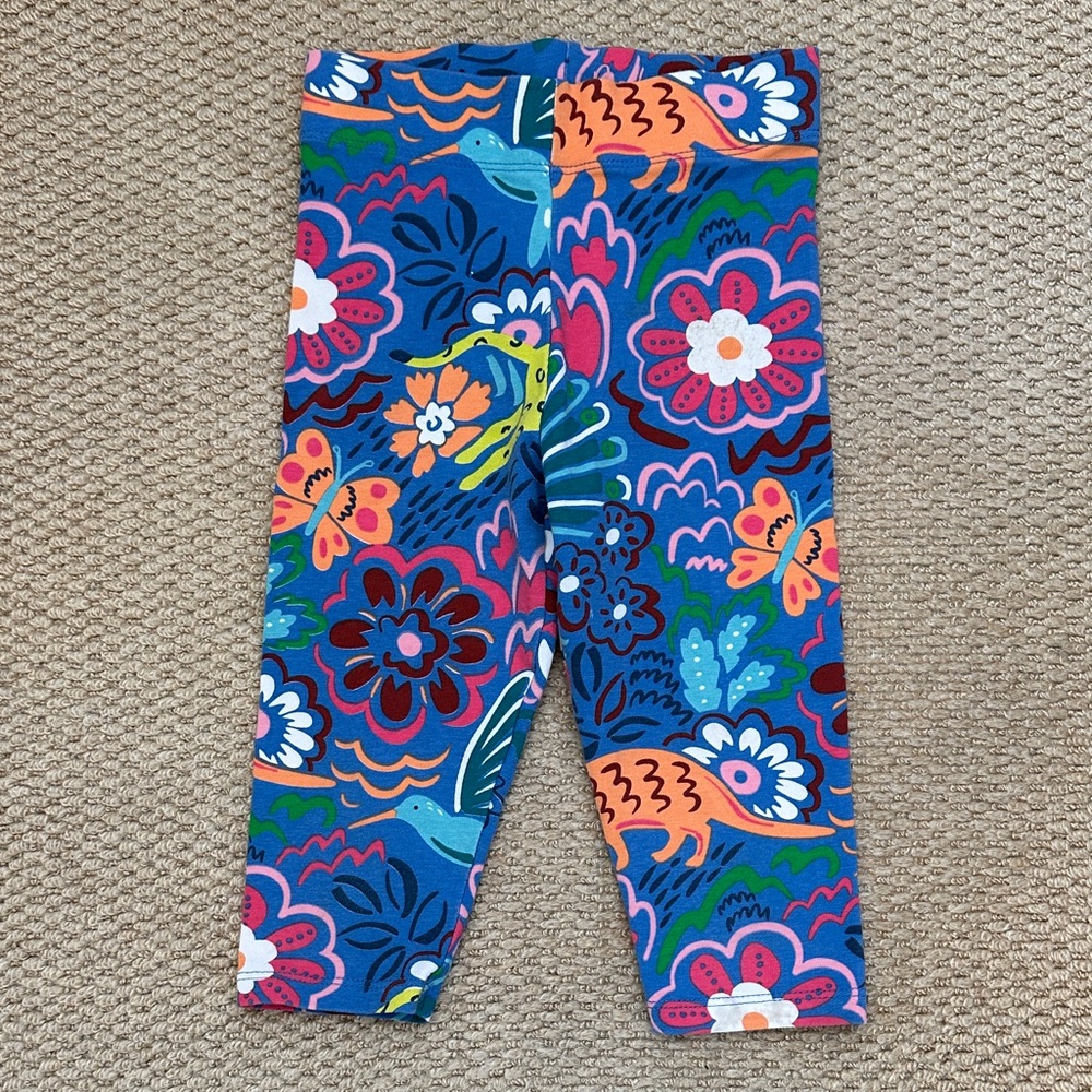 Boden Blue and Pink Animal Floral Crop Leggings 4-5T